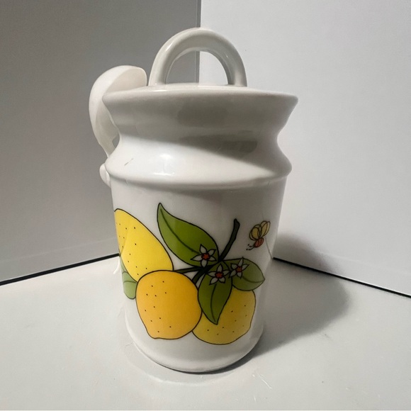 Vintage Retro Sugar Jar Kitsch Lemons Floral Bee 60s Ceramic Japan Lorrie Design - Picture 1 of 11